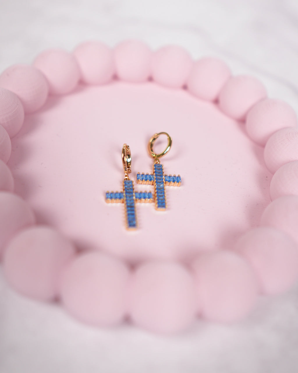 ORECCHINI CROCE LIGHT BLUE