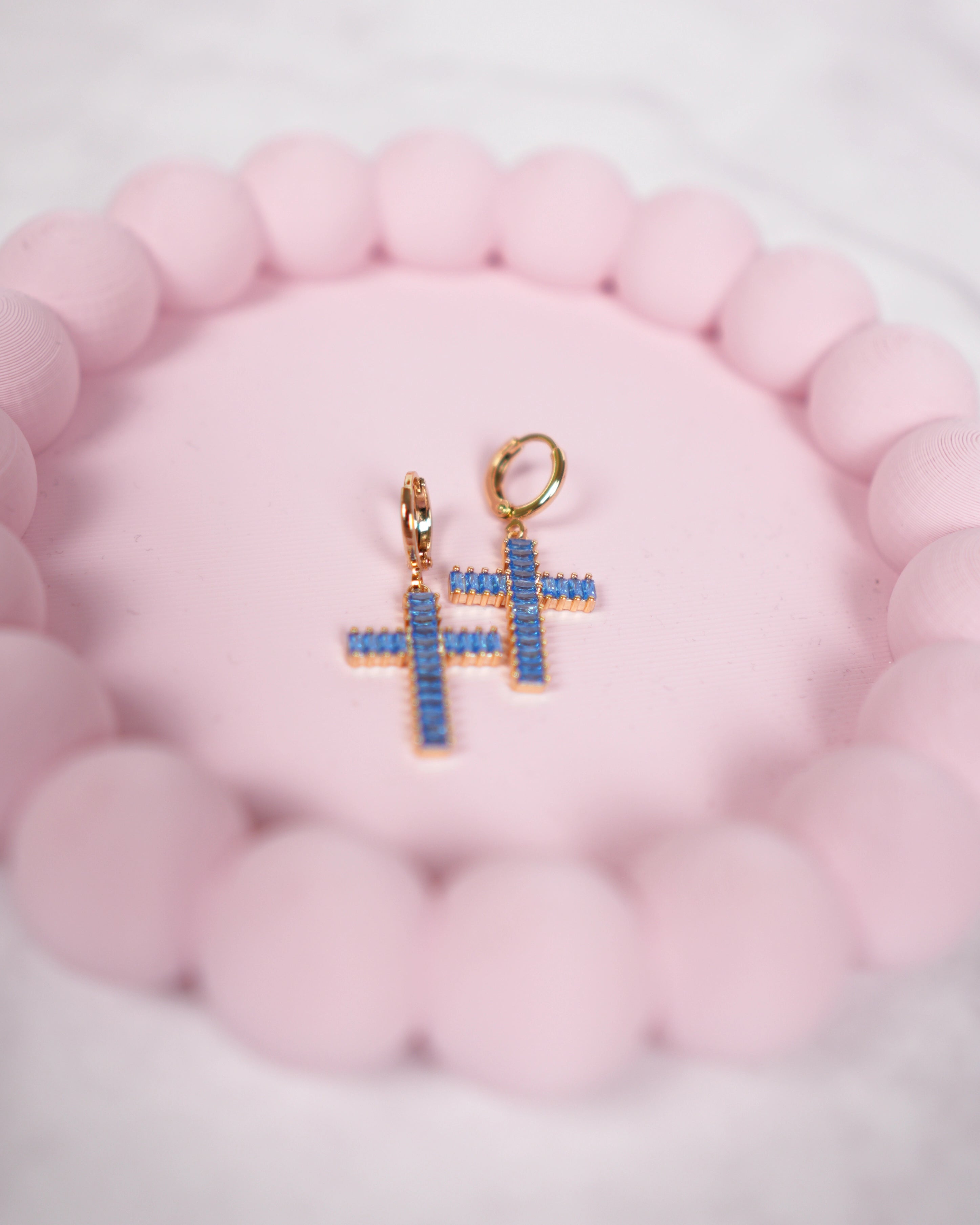 ORECCHINI CROCE LIGHT BLUE