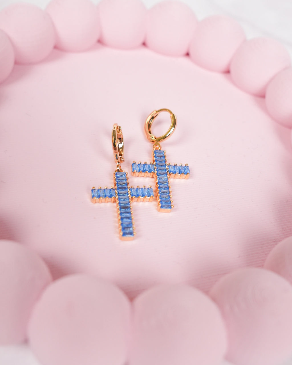 ORECCHINI CROCE LIGHT BLUE